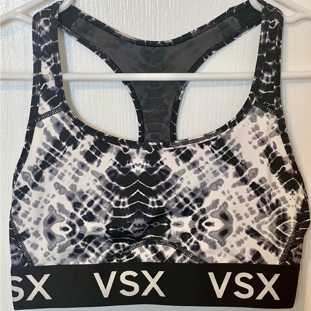Victoria’s Secret VSX The Player Black and White Tie-dye Sports Bra